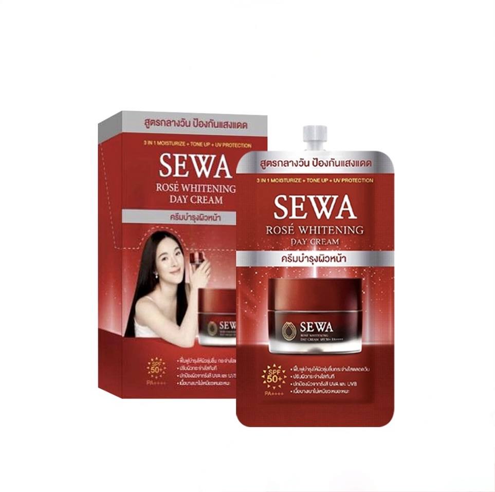 06adec1d1e456bf15dbff5410227c809 Sewa Rose Whitening Day Cream SPF 50+ PA++++ 8 ml * 6 sachets - الصورة 1